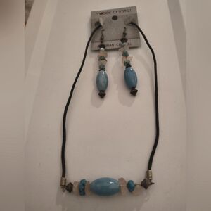 Vintage Bohemian Multi Color Stone Necklace And Earring Set